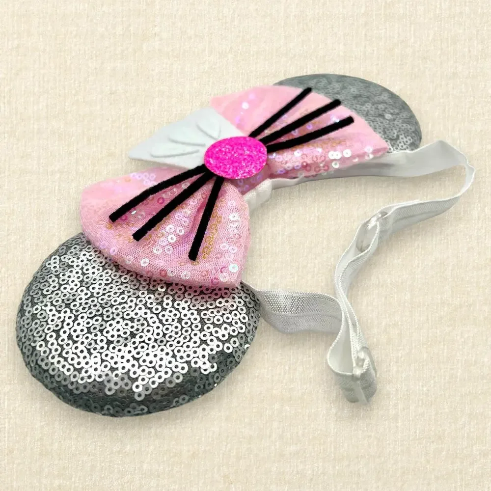 Elastic Silver Sequin Remy Ratatouille Minnie Ears | Disney-Inspired Mouse Ears